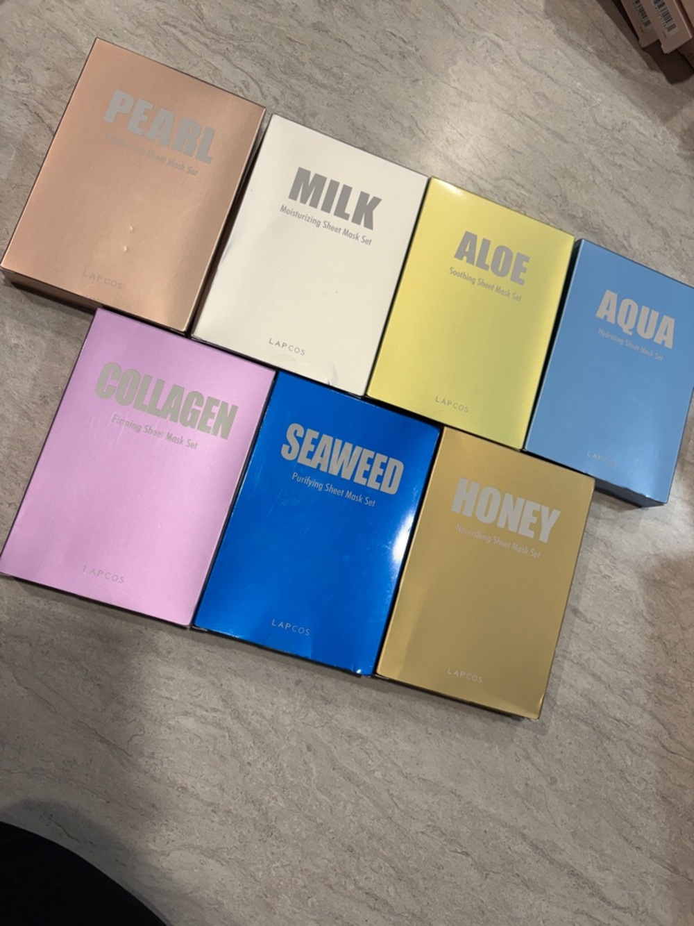 LAPCOS Sheet Mask Set Bundle — Pearl, Milk, Aloe, Aqua, Collagen, Seaweed, Honey